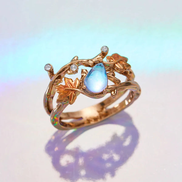 Maple Leaf Moonstone Ring
