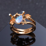 Maple Leaf Moonstone Ring