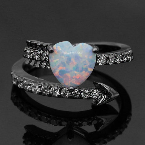 Romantic Cupid Arrow Fire Opal Ring