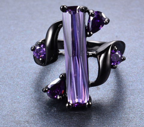 Black Gold Filled Purple Zircon CZ Ring