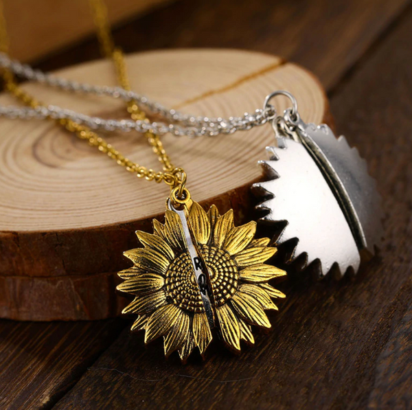 Hifunny Sunflower Love Heart Necklace - You Are My Sunshine Zircon Daisy Flower Necklace For Women, Alloy Metal