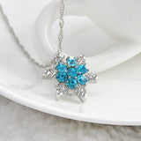 Blue Crystal Charm Snowflake Necklace