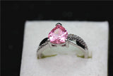 Silver Plated Rainbow Heart Cubic Zirconia Ring
