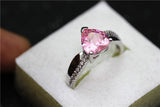 Silver Plated Rainbow Heart Cubic Zirconia Ring
