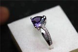 Silver Plated Rainbow Heart Cubic Zirconia Ring