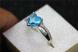 Silver Plated Rainbow Heart Cubic Zirconia Ring