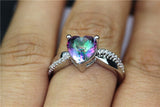 Silver Plated Rainbow Heart Cubic Zirconia Ring