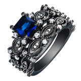 Black Silver Plated Zircon Rings