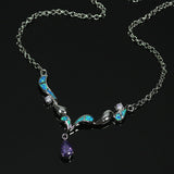 Blue Sea Silver Opal Necklace