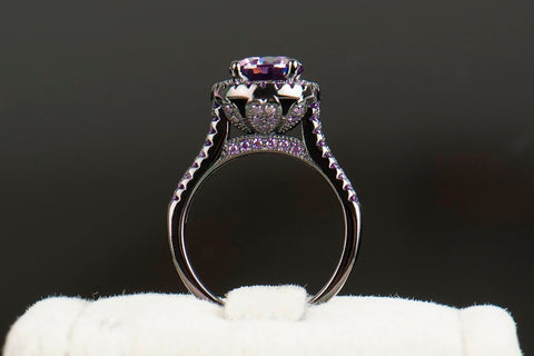 Black Gold Filled Purple Amethyst Crystal Zircon Ring