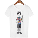 18 Style Smoking Alien Print Funny Casual Tees