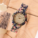 Luxury Quartz Flowers Printed Geneva Watch For Women