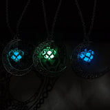 Fluorescence Glow in the Dark Crescent Moon Heart Necklace