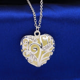 Glow In The Dark Silver Heart Necklace