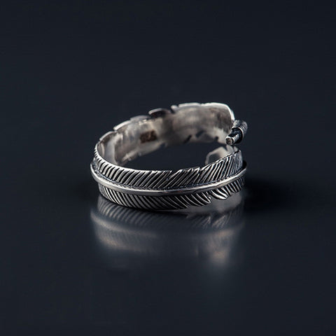 925 Sterling Silver Feather Ring