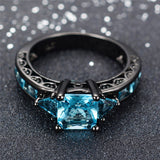 Aquamarine Black Gold Filled Ring