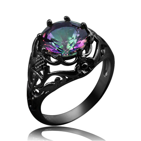 Dark Vintage Rainbow Topaz Ring