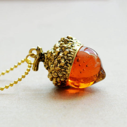 Acorn Charm Pendant Necklace