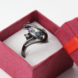 Black Plated Rainbow Topaz Marquise Ring