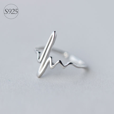 925 Sterling Silver Heartbeat Rhythm Ring
