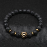 Gold Silver Lion Head lava Beads Bracelets
