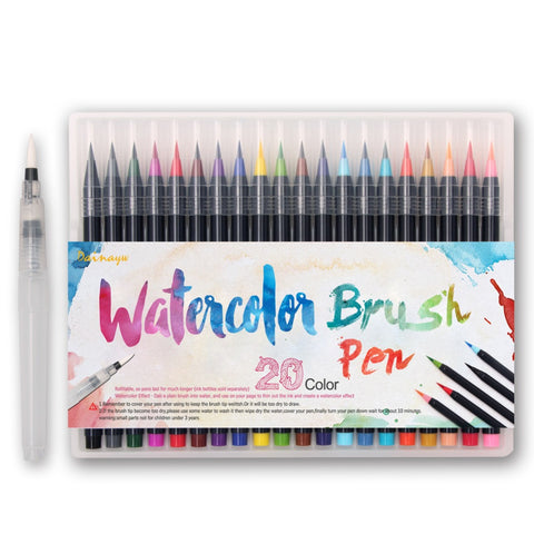 Premium Watercolor Brush Pens - 20 Piece Set