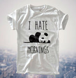 Women I HATE MORNINGS Panda Printed T-Shirt