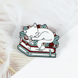 Cat Reading Book Enamel Pin