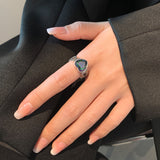 Hollow Heart Zircon Ring