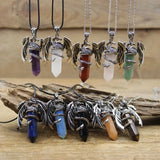 Crystal Hexagonal Quartz Dragon Necklace