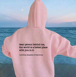 Dear Person Behind Me Hoodie With Kangaroo Pocket Pullover