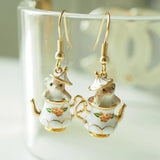 Enamel Teacup Hamster Earrings & Necklace