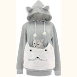 Warm Thick Fleece Cat Pouch Hoodie
