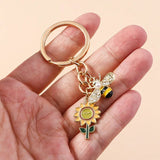 Bee Honeycomb Flower Key Ring Garden Key