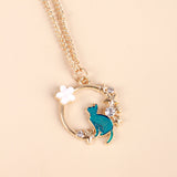 Cup Cat Metal Enamel Pendant Necklace