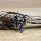 Crystal Hexagonal Quartz Dragon Necklace