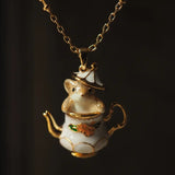 Enamel Teacup Hamster Earrings & Necklace