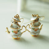 Enamel Teacup Hamster Earrings & Necklace