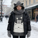 Warm Thick Fleece Cat Pouch Hoodie