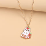 Cup Cat Metal Enamel Pendant Necklace