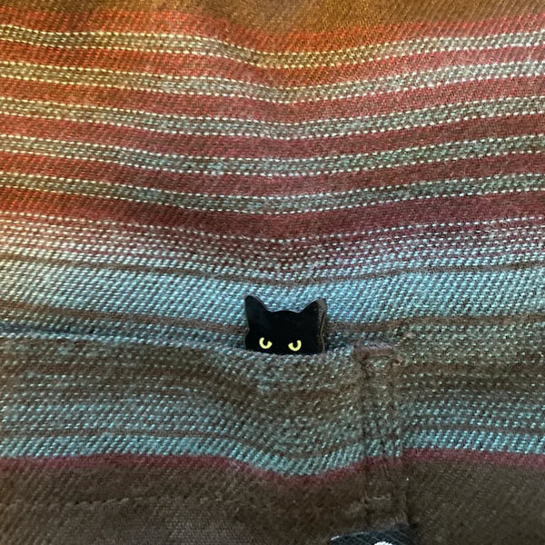 Tiny Black Cat Enamel Pin
