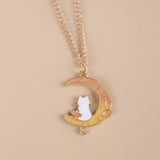 Cup Cat Metal Enamel Pendant Necklace