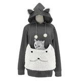 Warm Thick Fleece Cat Pouch Hoodie