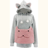 Warm Thick Fleece Cat Pouch Hoodie