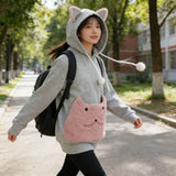 Warm Thick Fleece Cat Pouch Hoodie