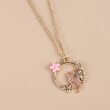 Cup Cat Metal Enamel Pendant Necklace