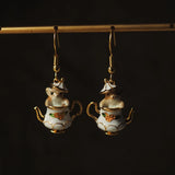 Enamel Teacup Hamster Earrings & Necklace