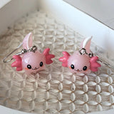 Pink Axolotl Dangle Earrings