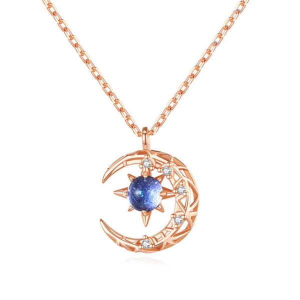 Shiny Moonstone Star Pendant Necklace