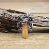 Crystal Hexagonal Quartz Dragon Necklace